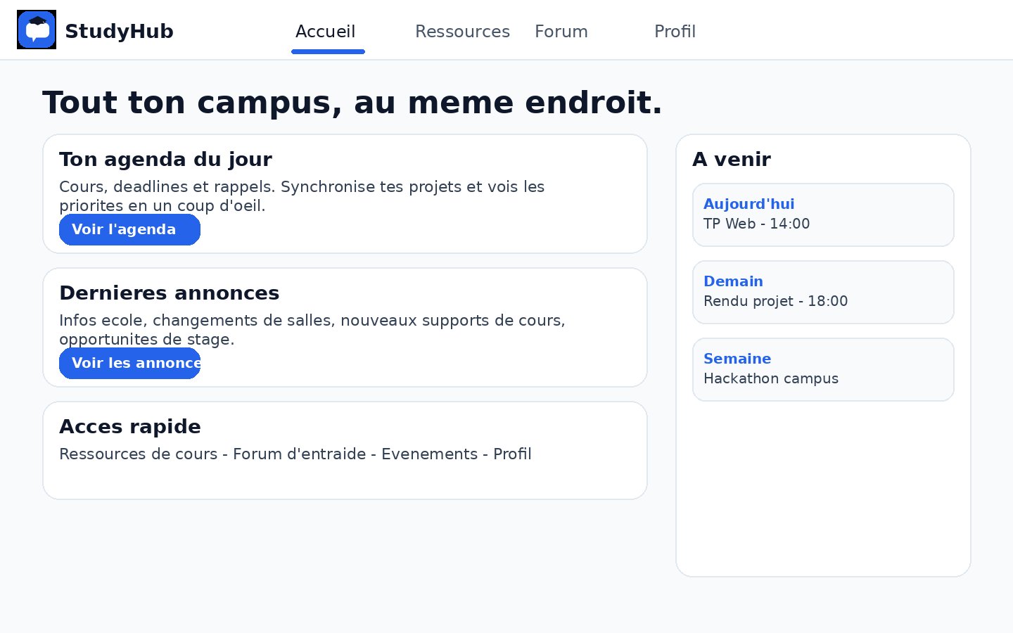 StudyHub – Plateforme Étudiante